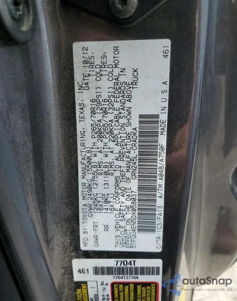 2013 Toyota Tacoma из США, поврежденный, VIN 5TFUU4EN5DX058037